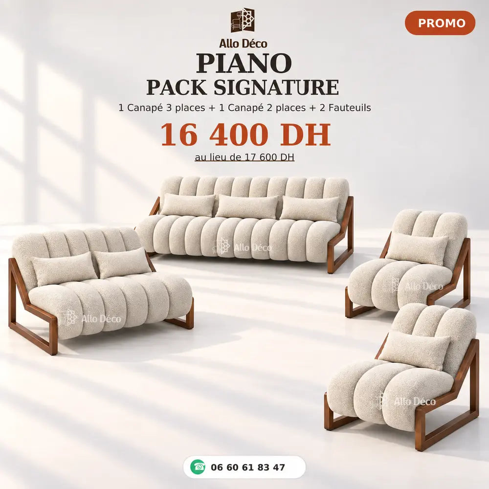 Pack PIANO Signature Allodeco – Salon Complet 7 Places