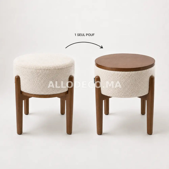 Pouf Caméléon 3 en 1 Allodeco – Siège, Table & Repose-pieds
