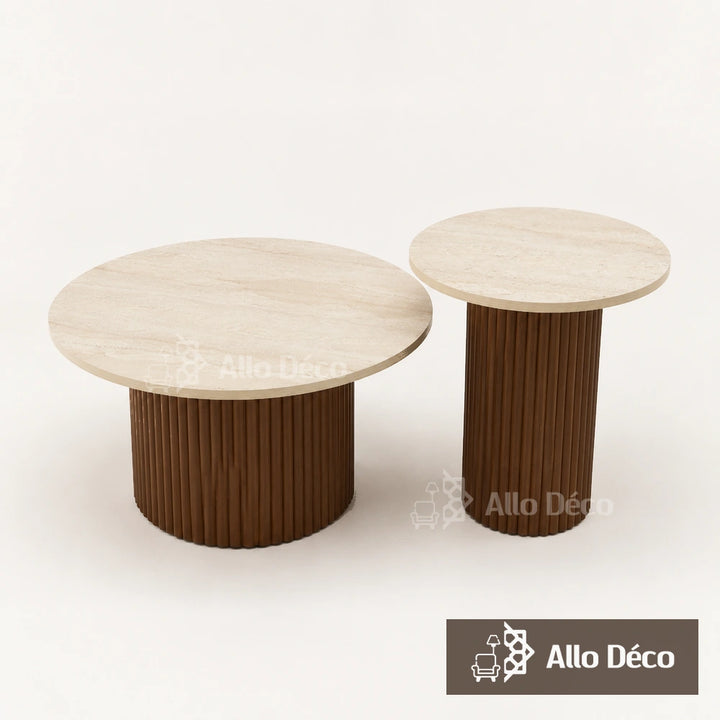 Duo Tables Basses Bardage Allodeco – Bois & Effet Travertin