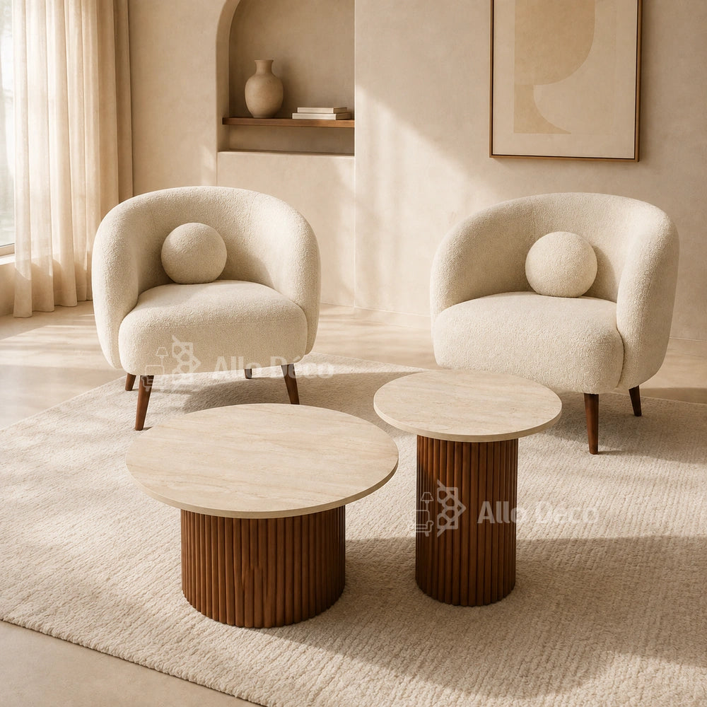 Duo Tables Basses Bardage Allodeco – Bois & Effet Travertin