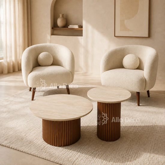 Duo Tables Basses Bardage Allodeco – Bois & Effet Travertin