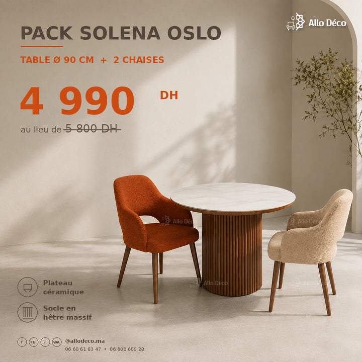 Pack Table SOLENA OSLO Allodeco – Ensemble Salle à Manger