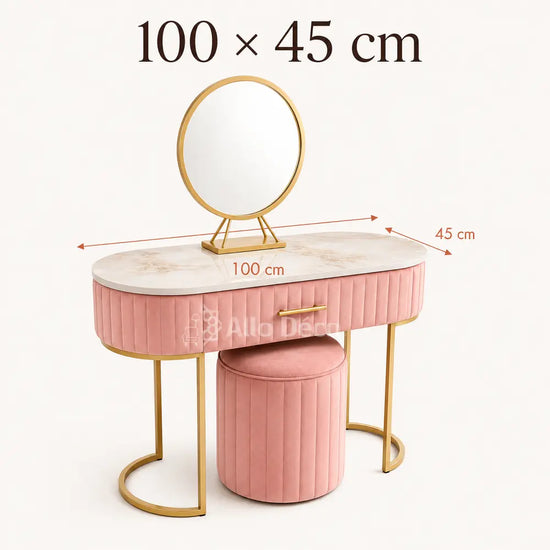 Pack Coiffeuse PRINCESSE Allodeco – Miroir + Tabouret Velours