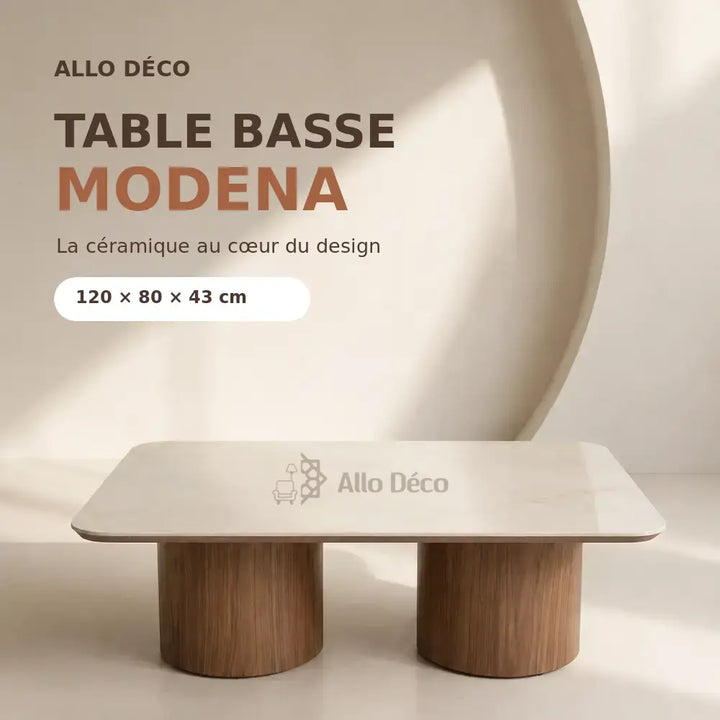 Table Basse MODENA Allodeco – Céramique & Placage Noyer