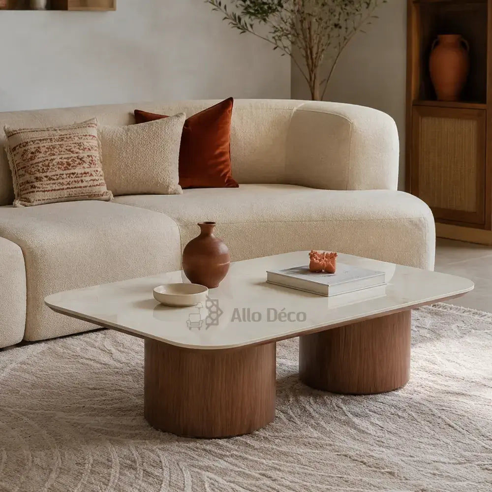 Table Basse MODENA Allodeco – Céramique & Placage Noyer