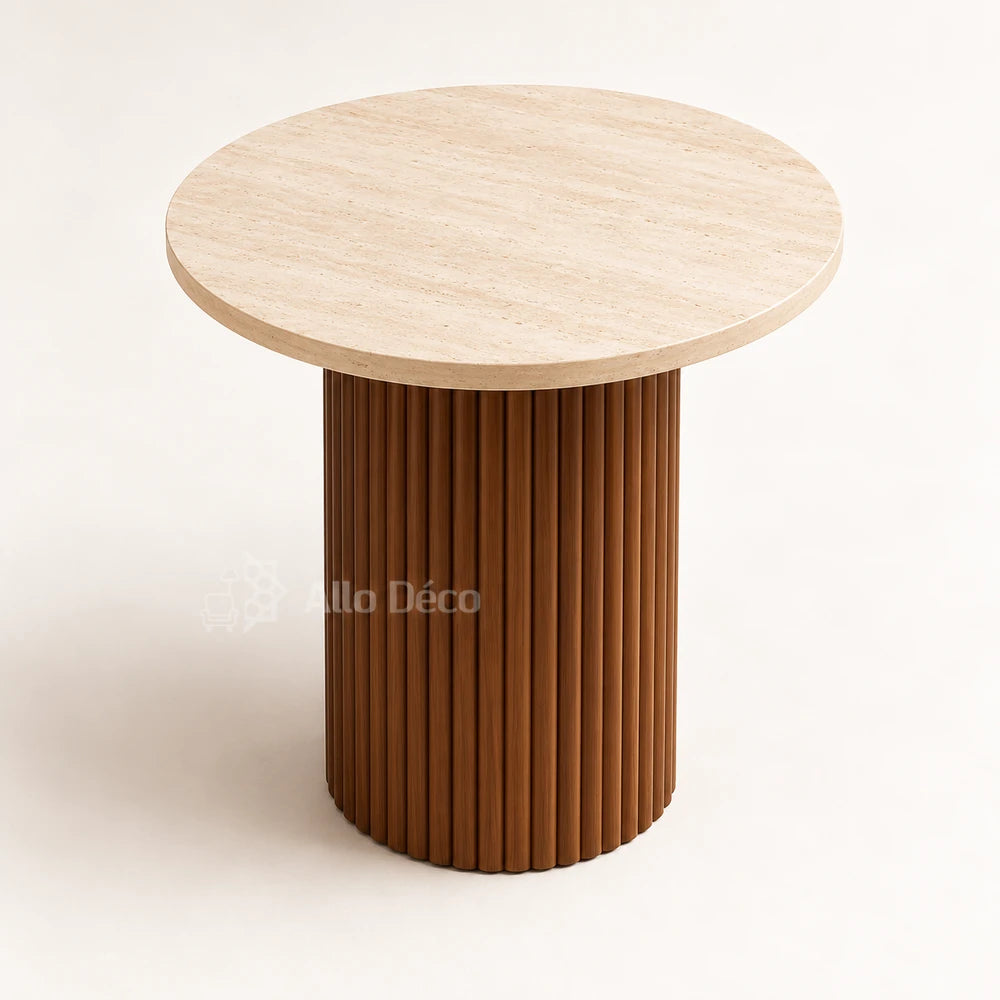 Table d’appoint BARDAGE Allodeco – Effet travertin Ø50 cm