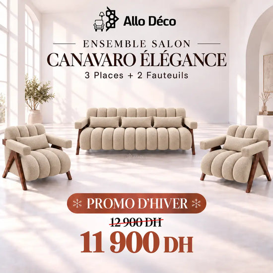 Ensemble Salon CANAVARO Élégance – 3 Places + 2 Fauteuils