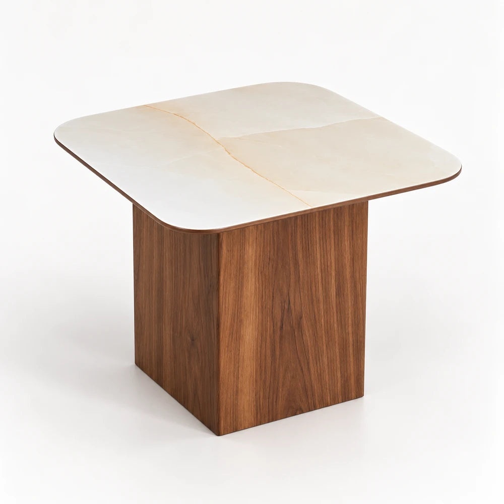 Table d'Appoint Céramique VARENZA 50 Allodeco – Finition Noyer