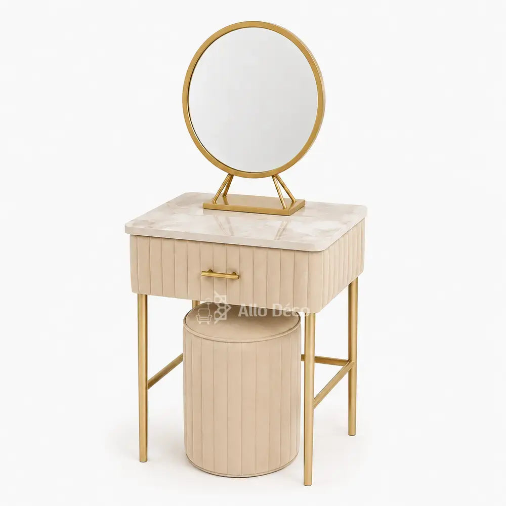 Mini Coiffeuse Princesse Allodeco – Compacte avec Miroir & Pouf