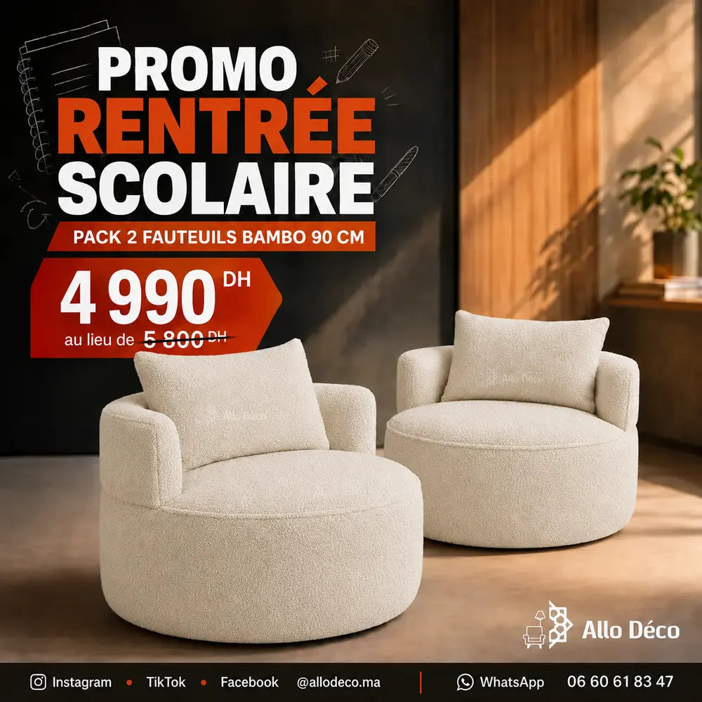 Pack 2 Fauteuils Bambo 90 cm Allodeco – Offre Promo
