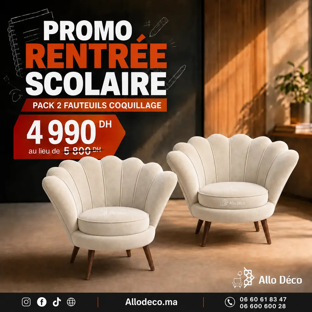 Pack Promo – 2 Fauteuils Coquillage Allodeco