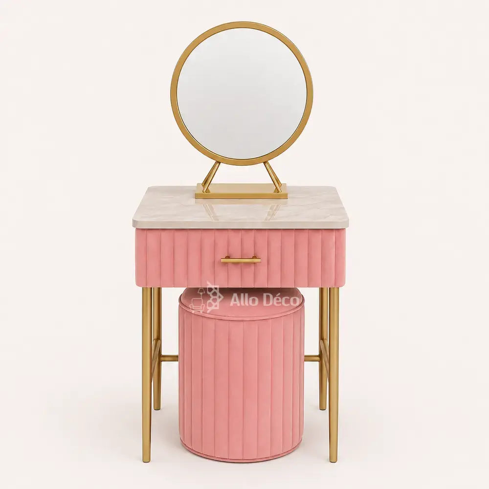 Mini Coiffeuse Princesse Allodeco – Compacte avec Miroir & Pouf