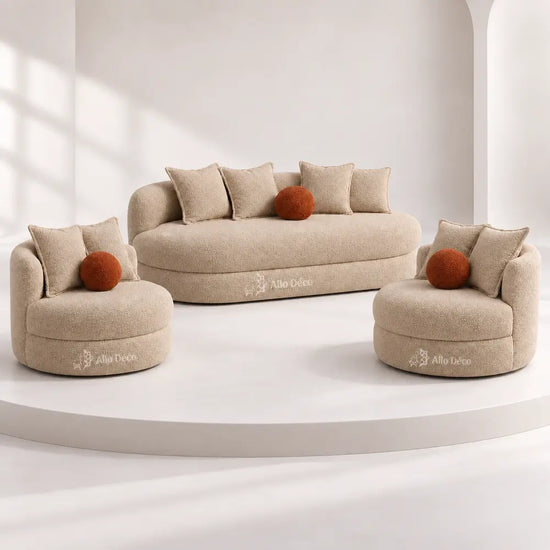 Pack SANTIAGO Allodeco – Canapé 3 Places + 2 Fauteuils BAMBO