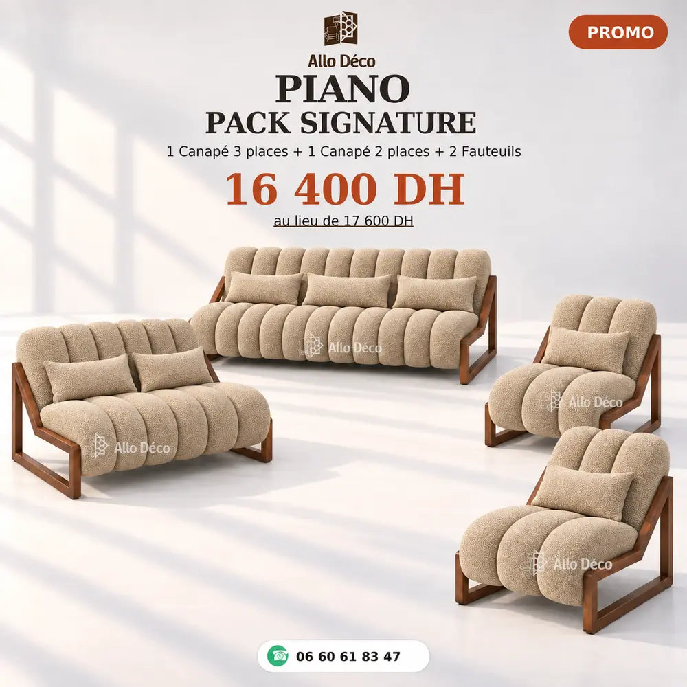 Pack PIANO Signature Allodeco – Salon Complet 7 Places