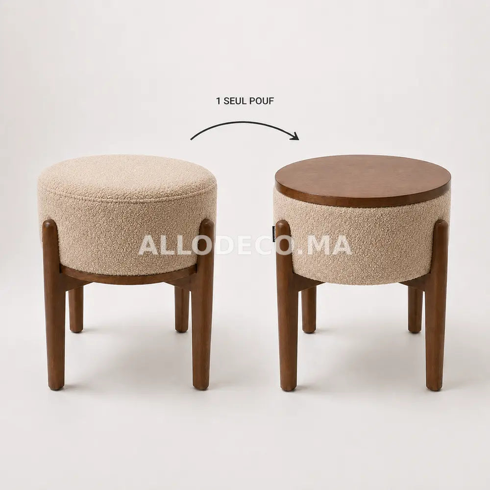 Pouf Caméléon 3 en 1 Allodeco – Siège, Table & Repose-pieds