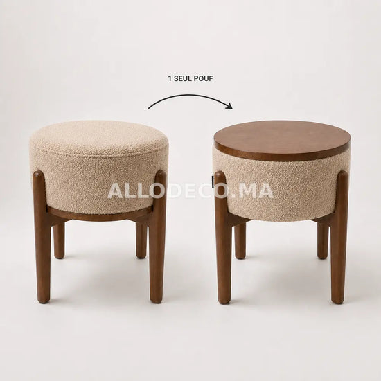Pouf Caméléon 3 en 1 Allodeco – Siège, Table & Repose-pieds