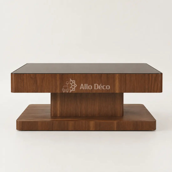 Table Basse VALORA Allodeco – Bois Noyer & Verre Bronze