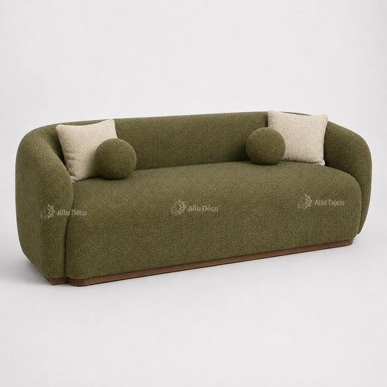 Canapé Milano Allodeco – 3 Places en Bouclette, Confort Premium & Design Sculptural