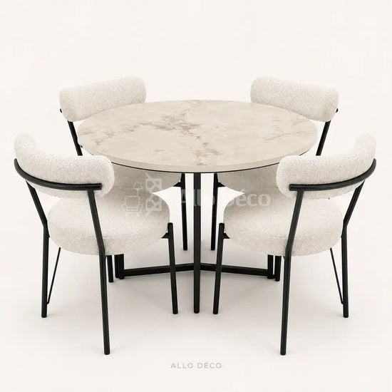 Pack Salle à Manger SEBAGO Allodeco – Table Ø100 + 4 Chaises