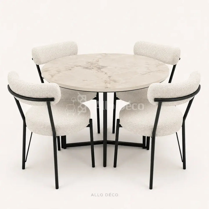 Pack Salle à Manger SEBAGO Allodeco – Table Ø100 + 4 Chaises