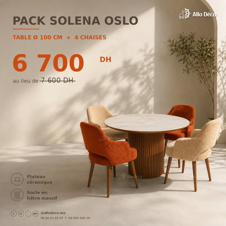 Pack Table SOLENA OSLO Allodeco – Ensemble Salle à Manger