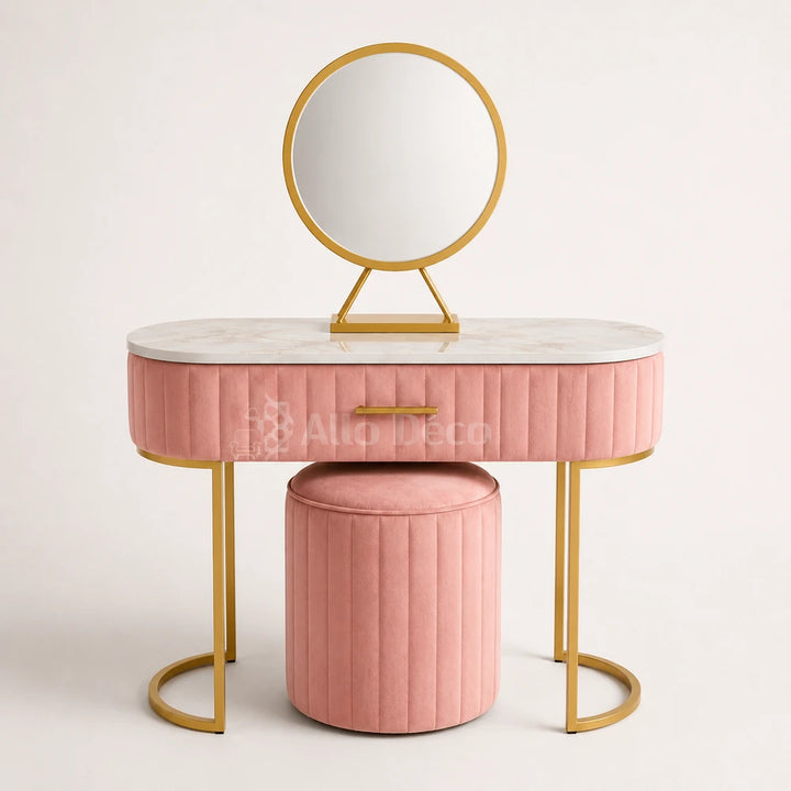 Pack Coiffeuse PRINCESSE Allodeco – Miroir + Tabouret Velours