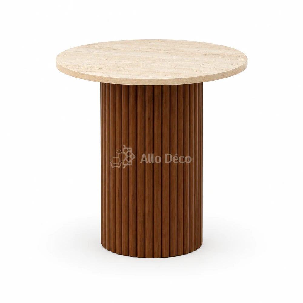 Table d’appoint BARDAGE Allodeco – Effet travertin Ø50 cm