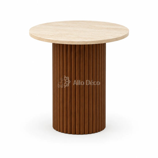Table d’appoint BARDAGE Allodeco – Effet travertin Ø50 cm