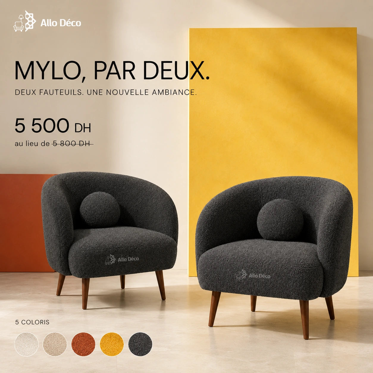 Pack 2 Fauteuils MYLO Allodeco – Design Moderne & Confort