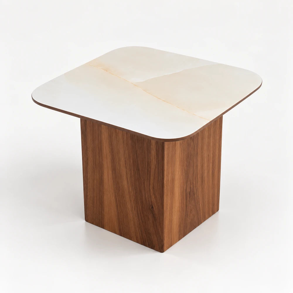 Table d'Appoint Céramique VARENZA 50 Allodeco – Finition Noyer