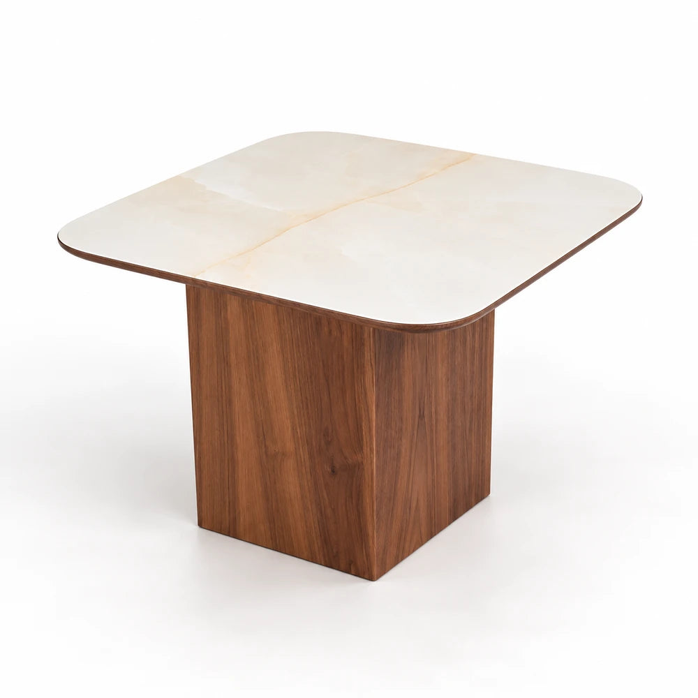 Table d'Appoint Céramique VARENZA 60 Allodeco – Finition Noyer