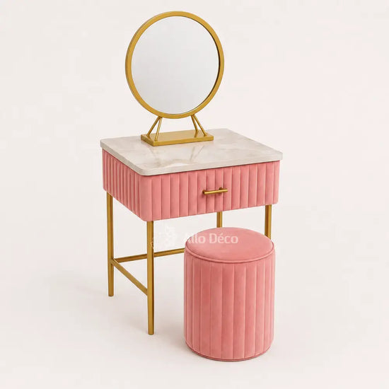 Mini Coiffeuse Princesse Allodeco – Compacte avec Miroir & Pouf