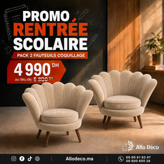 Pack Promo – 2 Fauteuils Coquillage Allodeco