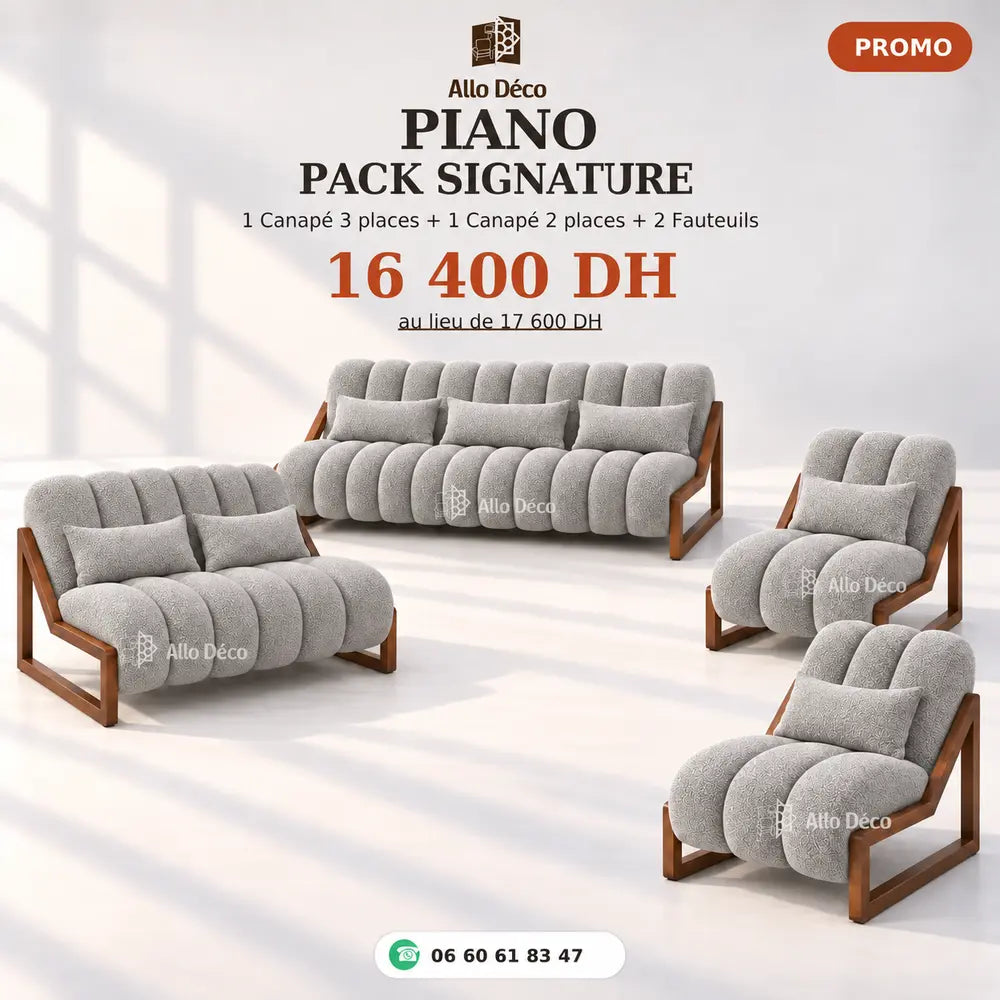Pack PIANO Signature Allodeco – Salon Complet 7 Places