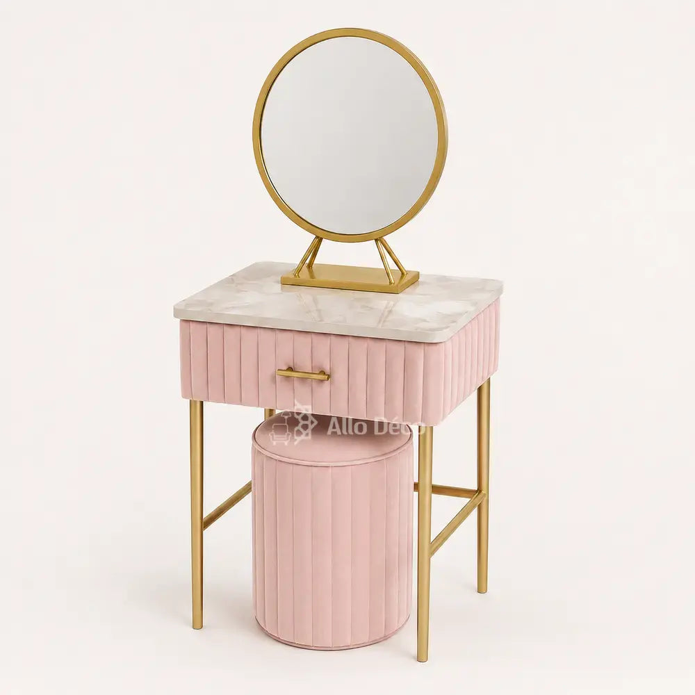 Mini Coiffeuse Princesse Allodeco – Compacte avec Miroir & Pouf