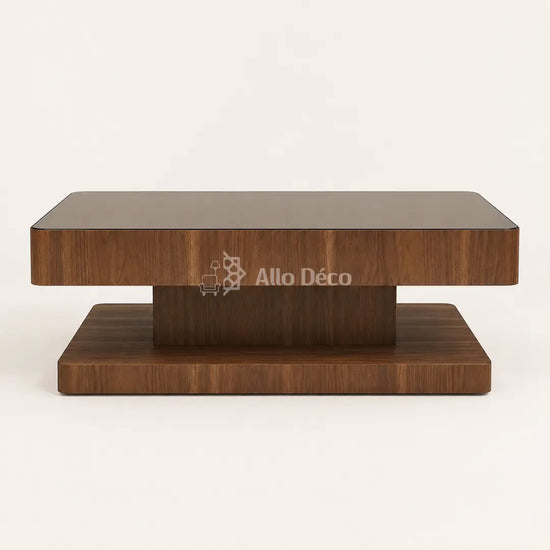 Table Basse VALORA Allodeco – Bois Noyer & Verre Bronze