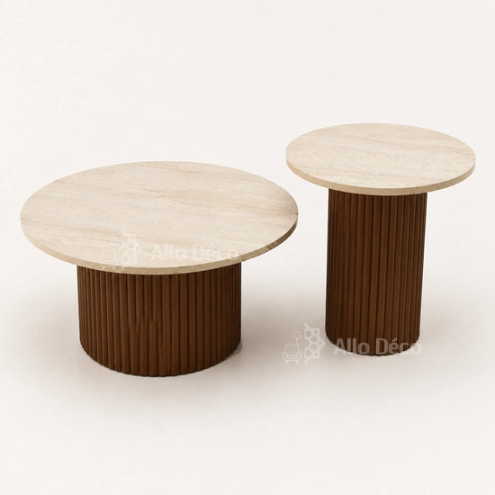Duo Tables Basses Bardage Allodeco – Bois & Effet Travertin
