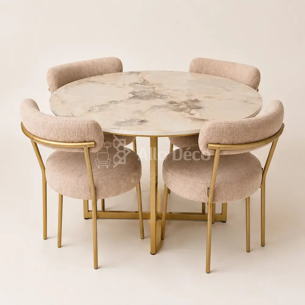 Pack Salle à Manger SEBAGO Allodeco – Table Ø100 + 4 Chaises