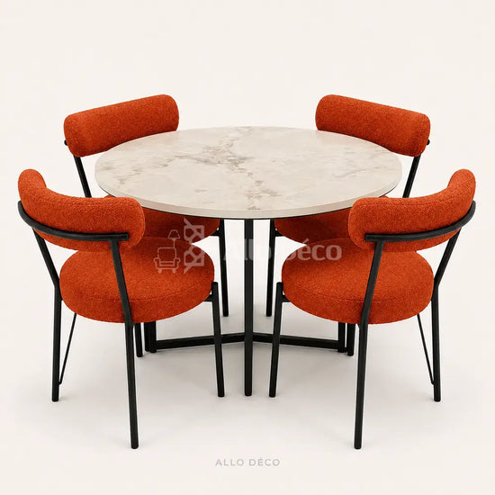 Pack Salle à Manger SEBAGO Allodeco – Table Ø100 + 4 Chaises