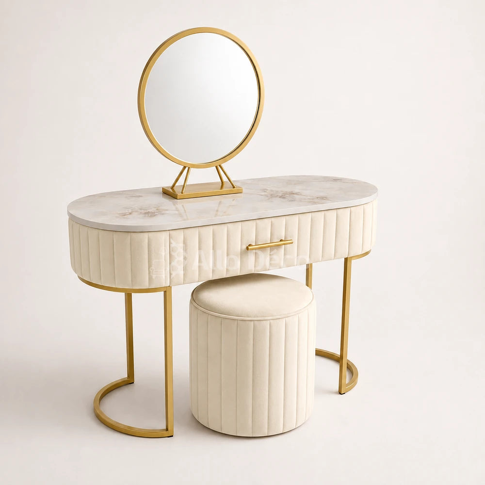 Pack Coiffeuse PRINCESSE Allodeco – Miroir + Tabouret Velours