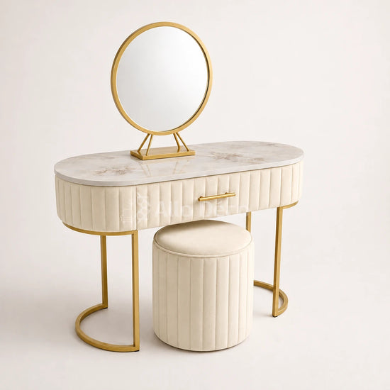 Pack Coiffeuse PRINCESSE Allodeco – Miroir + Tabouret Velours