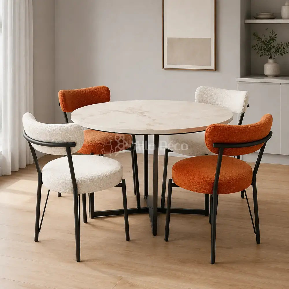Pack Salle à Manger SEBAGO Allodeco – Table Ø100 + 4 Chaises