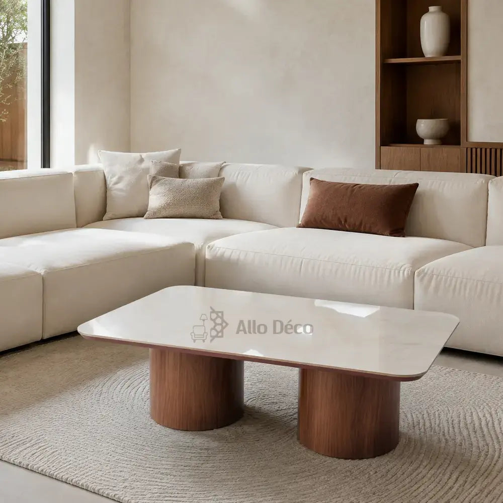 Table Basse MODENA Allodeco – Céramique & Placage Noyer