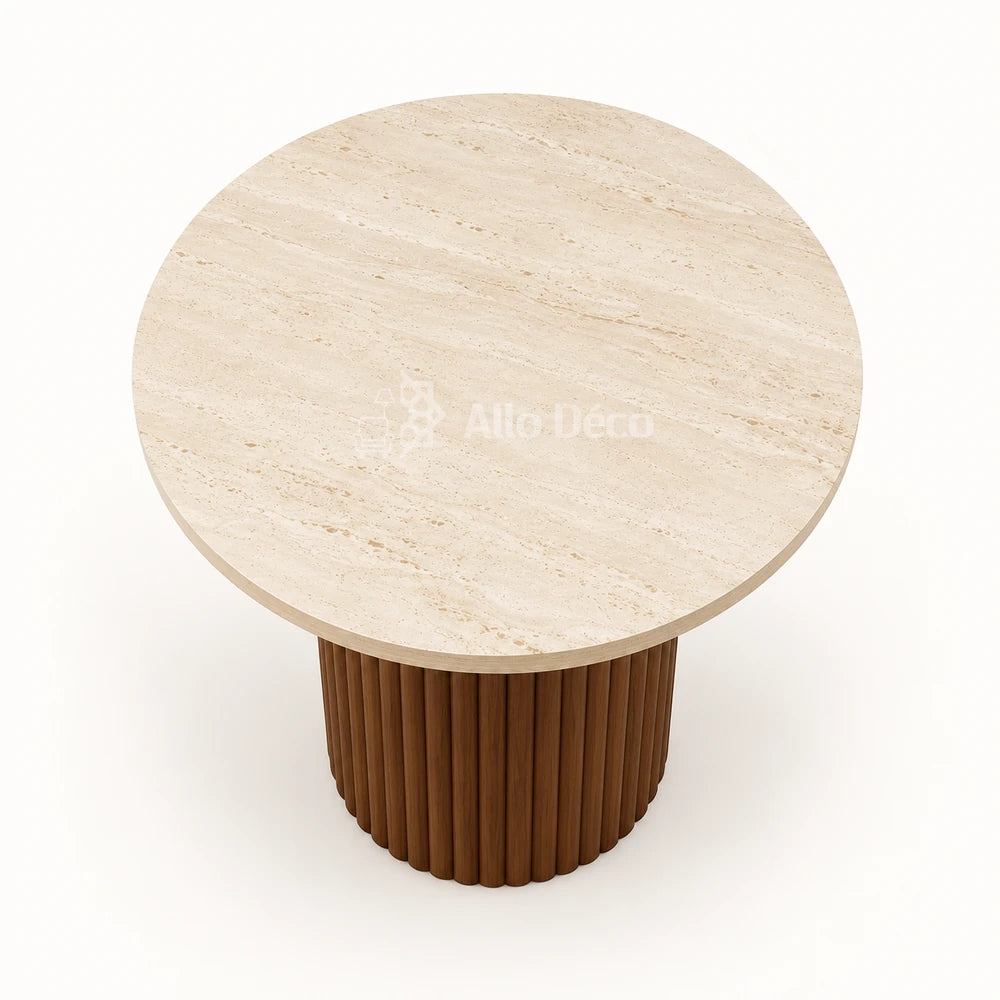 Table d’appoint BARDAGE Allodeco – Effet travertin Ø50 cm