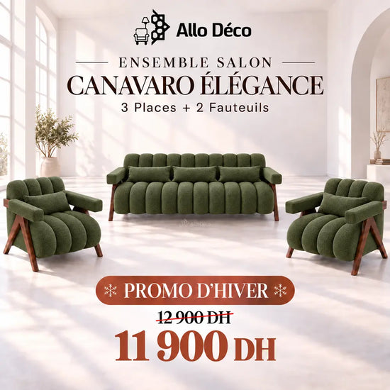 Ensemble Salon CANAVARO Élégance – 3 Places + 2 Fauteuils