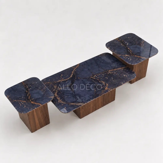 Trio de Tables Basses VARENZA Allodeco – Céramique & Noyer