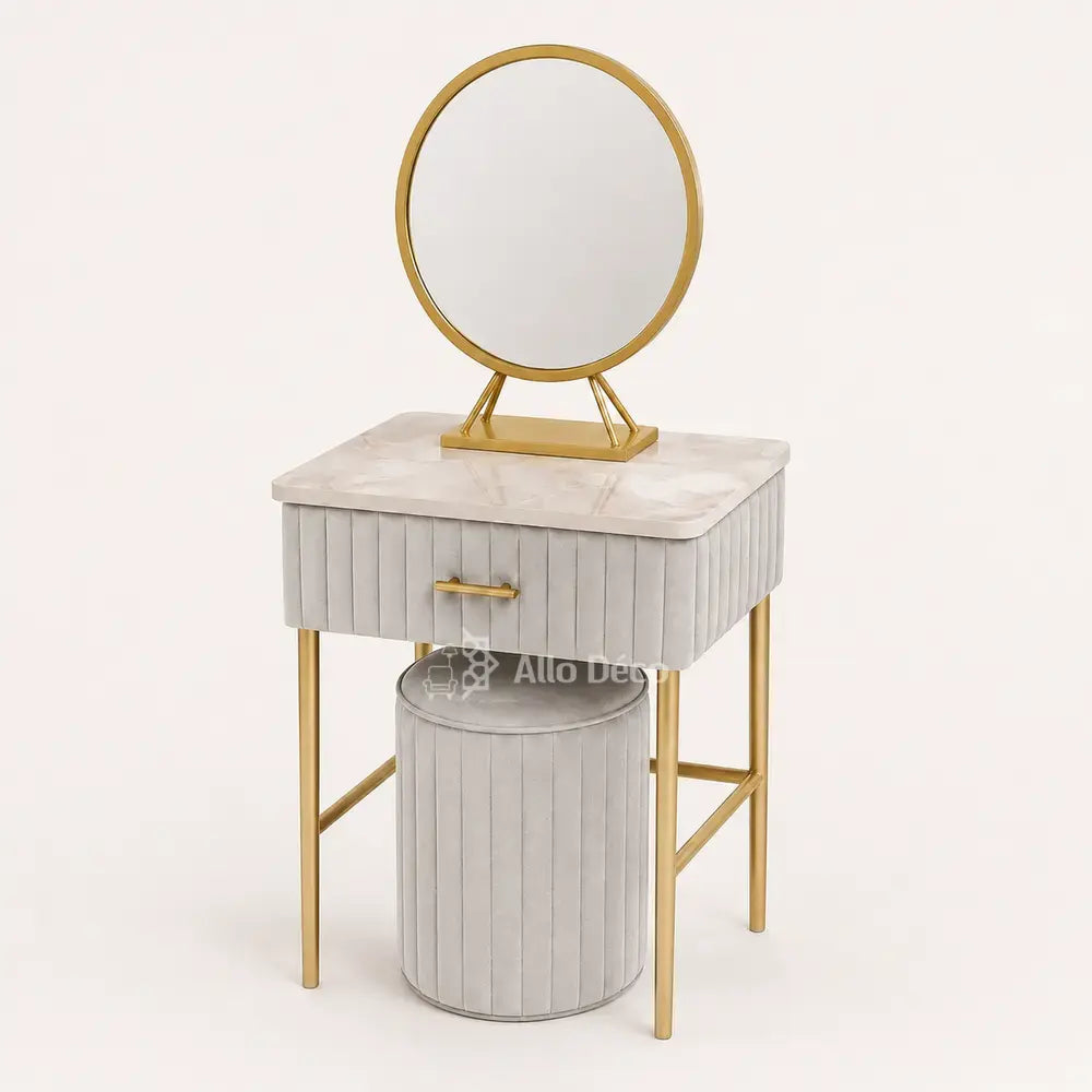 Mini Coiffeuse Princesse Allodeco – Compacte avec Miroir & Pouf