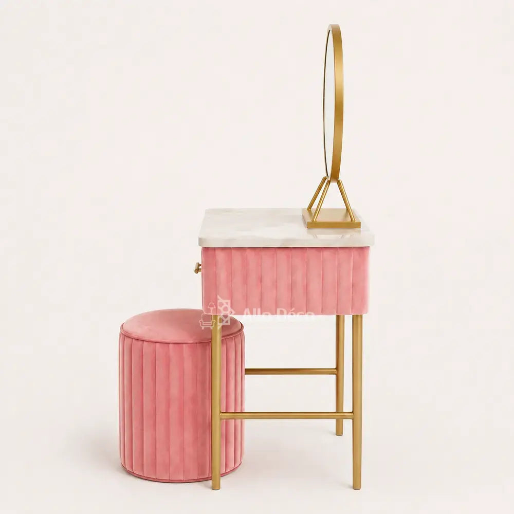 Mini Coiffeuse Princesse Allodeco – Compacte avec Miroir & Pouf