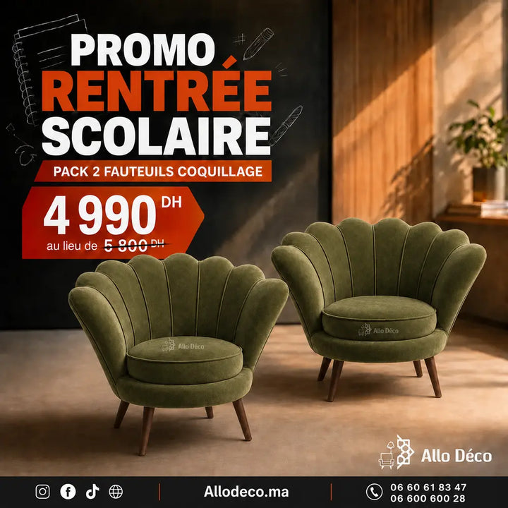 Pack Promo – 2 Fauteuils Coquillage Allodeco