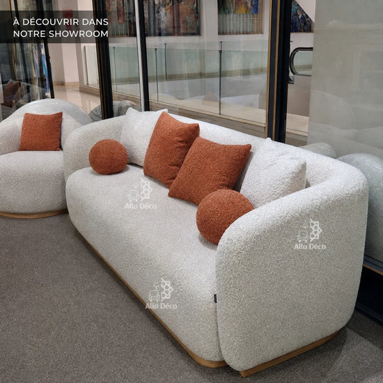 Canapé Milano Allodeco – 3 Places en Bouclette, Confort Premium & Design Sculptural